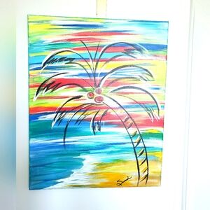 Colorful Palm Tree Canvas Art Acrylic